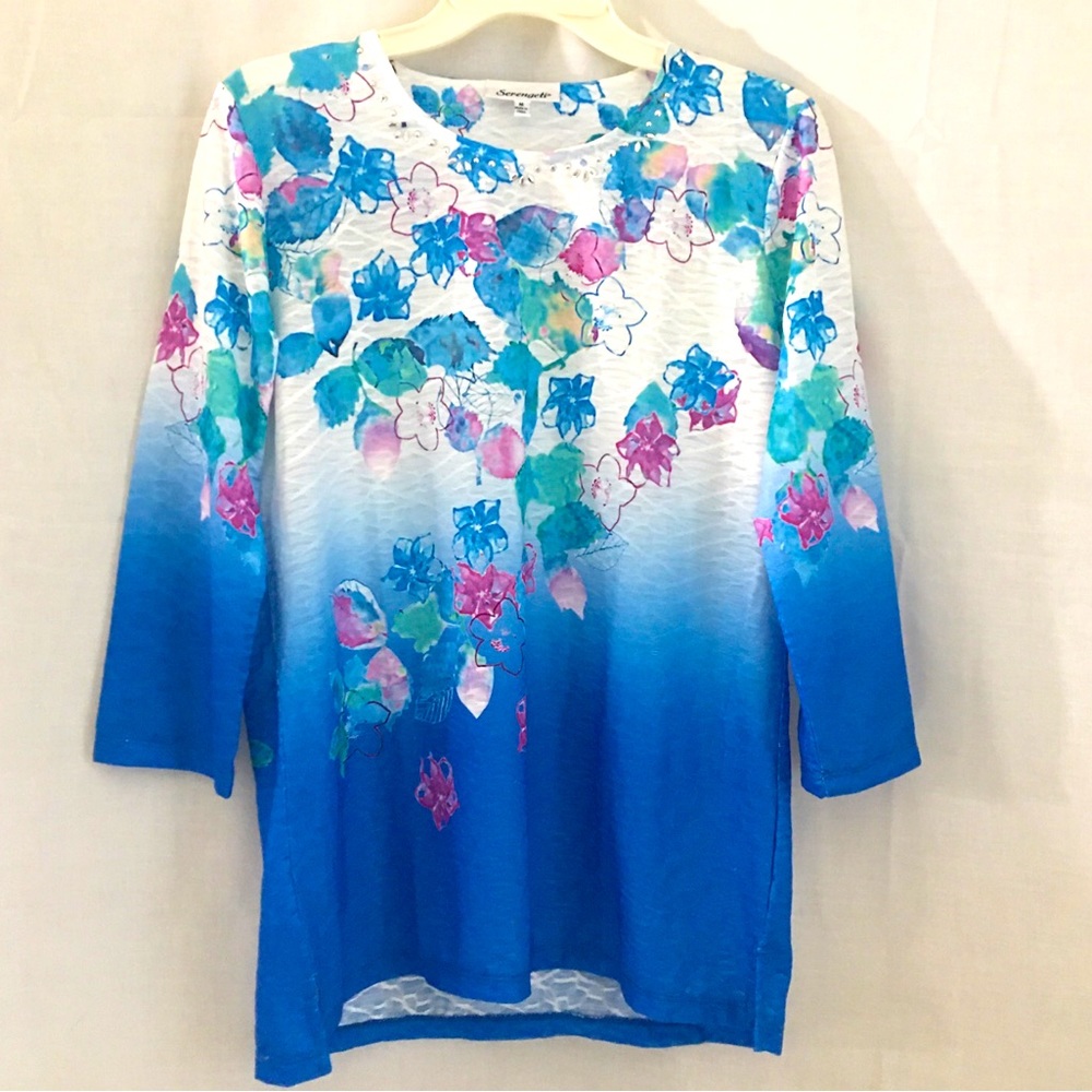 Serengeti blue floral tunic top